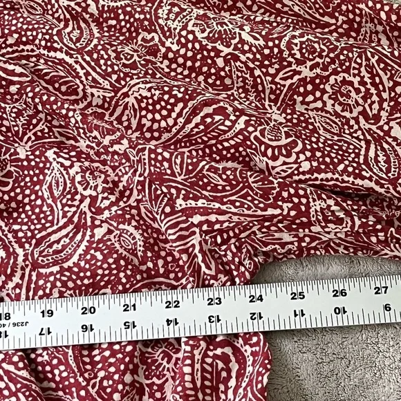 Free People We The Free Cool Meadow Red Boho Printed Blouse Cotton Size Small - Picture 12 of 15